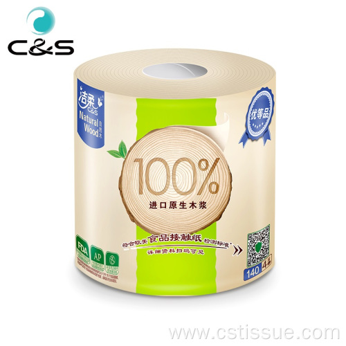 Natural Wood Pulp Water Soluble Toilet Roll